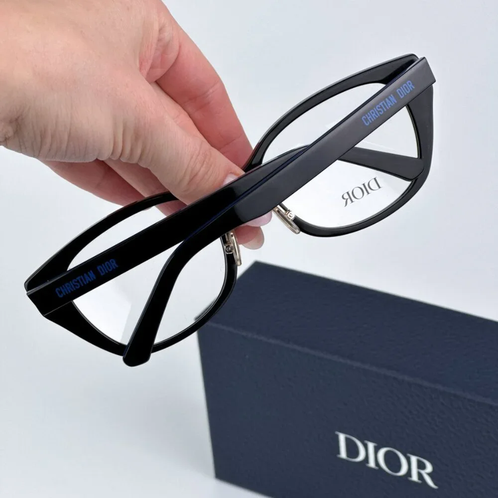 Dior LAPARISIENNEDIORO S4F 1000 BRAND NEW Eyeglasses Shiny Black Blue Women Geom